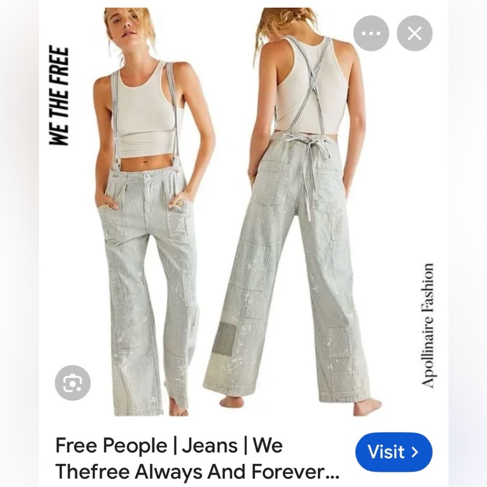 We The Free Always and Forever Railroad Striped Jeans Overalls - Picture 3 of 7